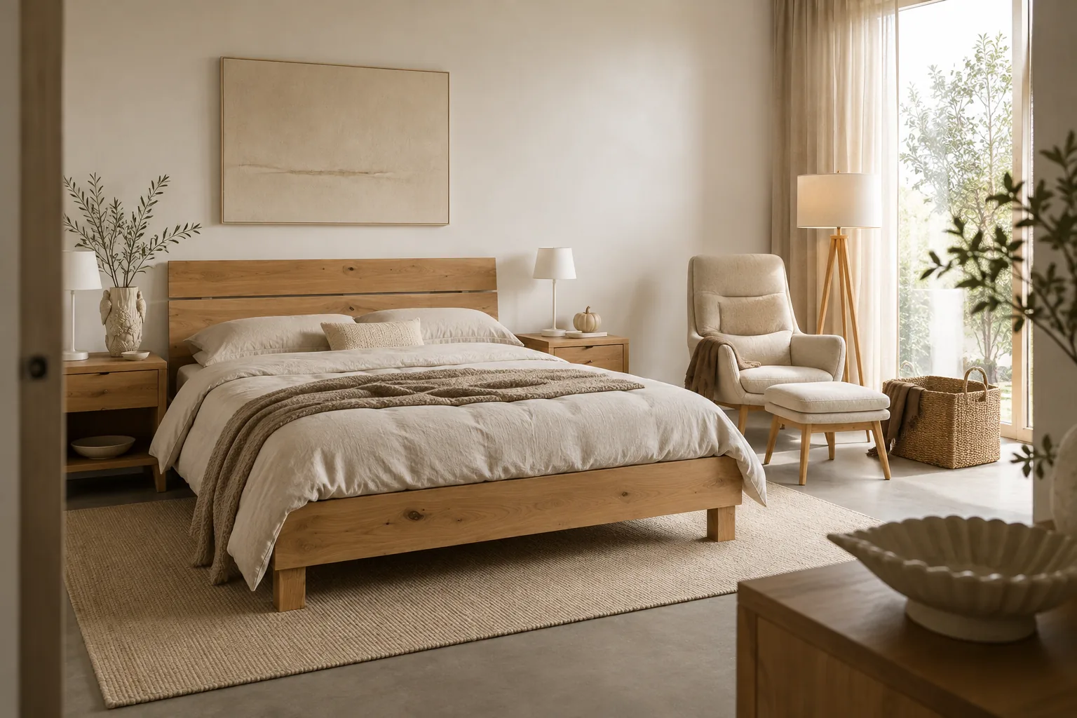 Schlafzimmer mit mehreren Produkten
